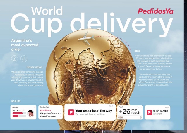 ▲ 페디도스야(PedidosYa) '월드컵 딜리버리(World Cup Delivery)' 캠페인. ⓒCannes Lions