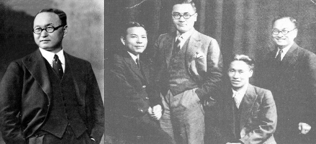 ▲ 암살된 장덕수. 오른쪽 사진은 김성수, 이활, 신성모, 장덕수(오른쪽 끝)