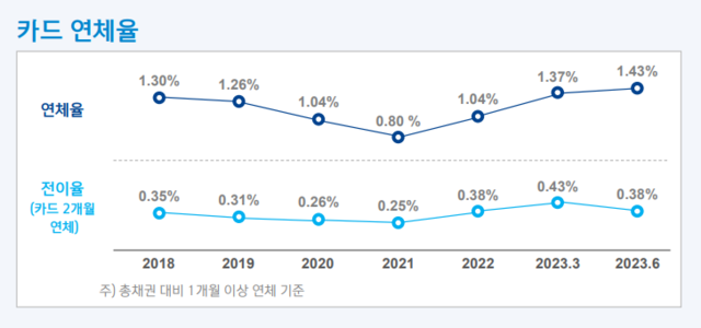 ▲ 올해 상반기 기준 신한카드 연체율. ⓒ신한금융그룹