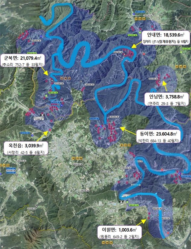 ▲ 충북 영동과 옥천군 일부가 수변구역에서 해제된다.ⓒ충북도