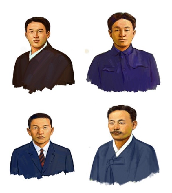 ▲ 왼쪽부터 시계방향으로 윤준희·임국정·김강·한상호. ⓒ국가보훈부