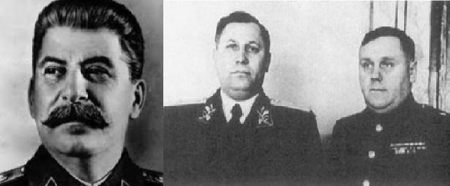 ▲ 남한공산화 3인방, 스탈린, 슈티코프, 레베데프(왼쪽부터).