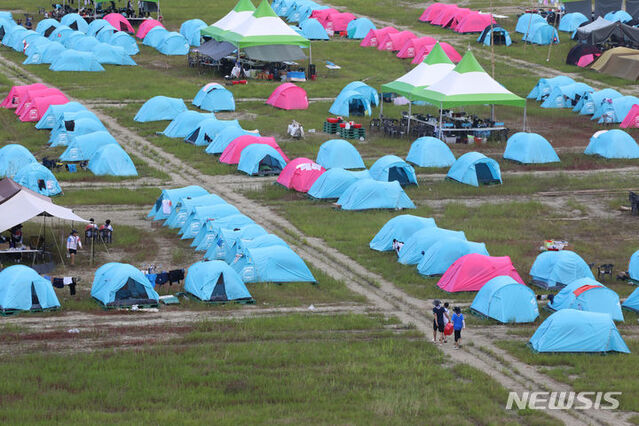 ▲ '2023 새만금 제25회 세계스카우트잼버리'가 열리고 있는 전북 부안군 세계스카우트잼버리 영지. ⓒ뉴시스