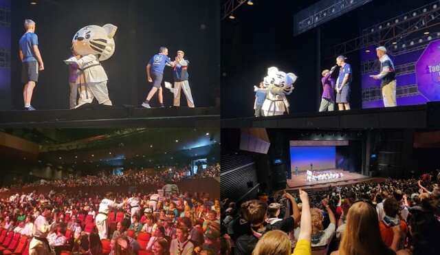 ▲ 뮤지컬 '태권, 날아올라'를 관람하고 있는영국 잼버리 스카우트 단원들.ⓒ라이브·컬쳐홀릭