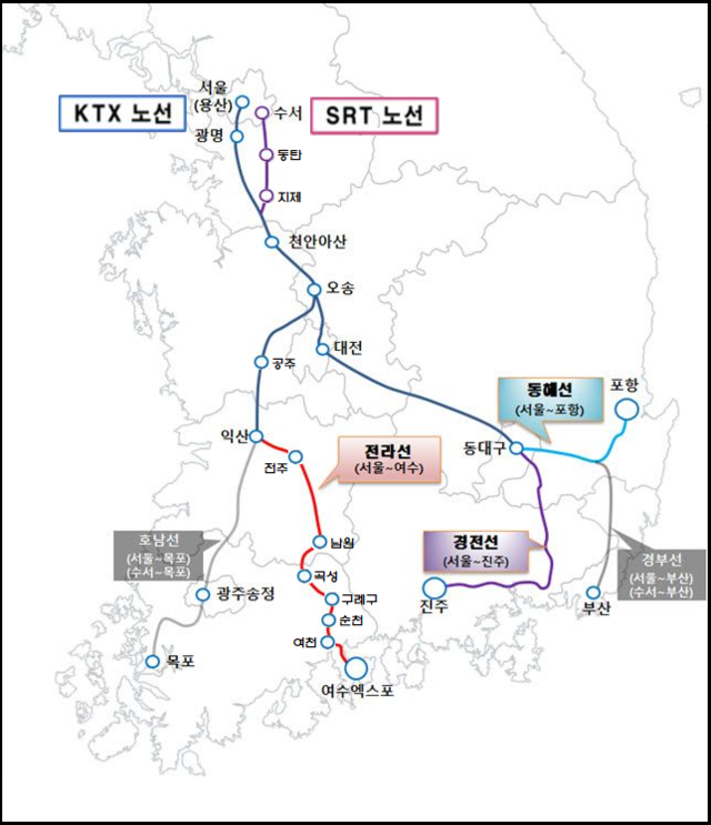 ▲ 수서발 신규 운행 노선도ⓒ전라북도 제공