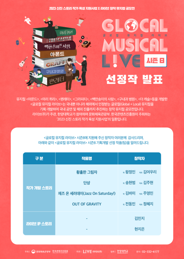 ▲ '글로컬 뮤지컬 라이브' 시즌8 기획개발 선정작.ⓒ라이브