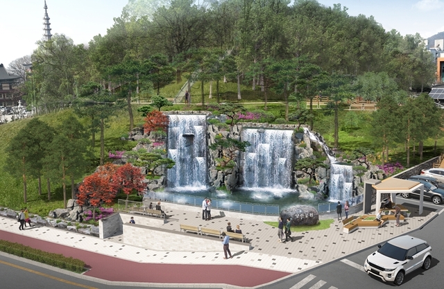 ▲ 청주시 대성동 일명 당산에 인공폭포가 조성된다.ⓒ청주시