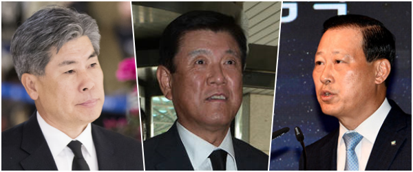 ▲ 왼쪽부터 윤종원·조준희·김도진 전 IBK기업은행장ⓒ뉴데일리DB