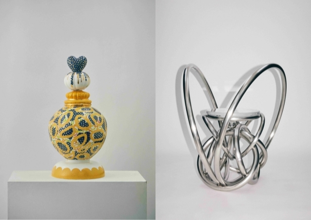 ▲ 쿠니'Blue heart Moon Chalice'(왼쪽), 방효빈'O-ring chair 5' 작품.ⓒ서울문화재단