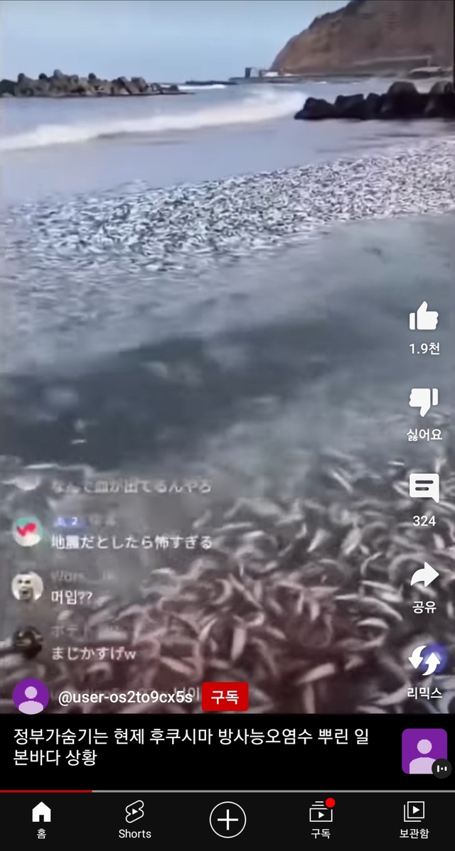 ▲ '정부가 숨기는 현재 후쿠시마 방사능 오염수 뿌린 일본 바다 상황'이란 제목으로 30일 확산되고 있는 후쿠시마 괴담 영상. ⓒ유튜브 캡처