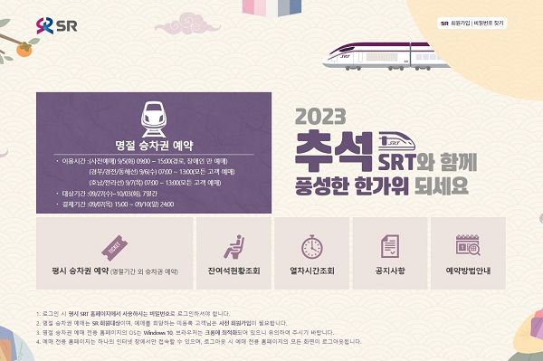 ▲ 추석 명절 SRT 예매 인포그래픽.ⓒ에스알