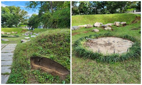 ▲ 서울 중구 남산공원 '기억의 터'에 임옥상 작가가 제작에 참여해 설치됐던 '세상의 배꼽' 돌 비석이 5일 오전 철거로 인해 사라졌다. ⓒ진선우 기자