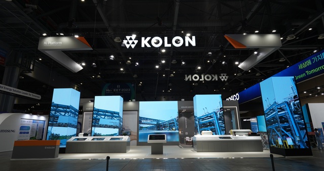 ▲ H2 MEET 2023에 참여한 코오롱그룹 수소사업 소개 부스.ⓒ코오롱