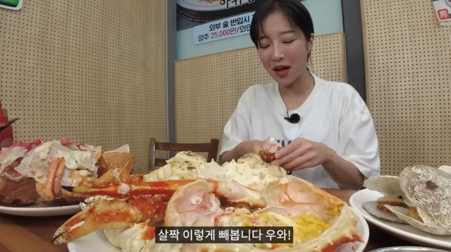 ▲ 유튜브 채널 'tzuyang쯔양'의 '수산시장이 초토화 됐습니다 - 가락시장 킹크랩 8kg 먹방' 편 영상 캡처.
