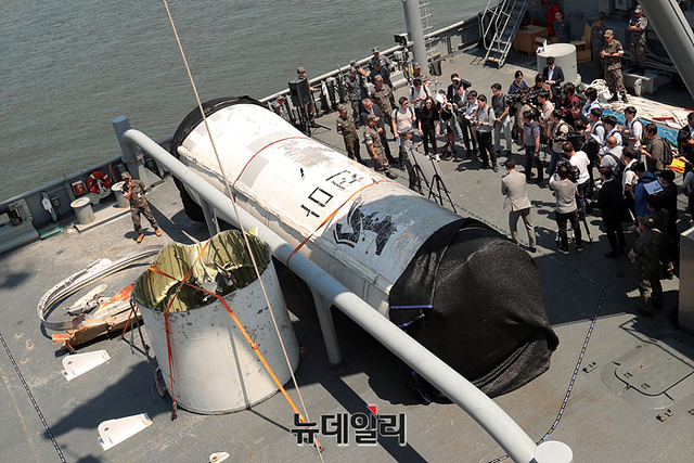 ▲ 지난 6월16일 경기도 평택 해군 제2함대사령부에서 공개된 북한 주장 우주발사체 '천리마-1형'. ⓒ뉴데일리DB