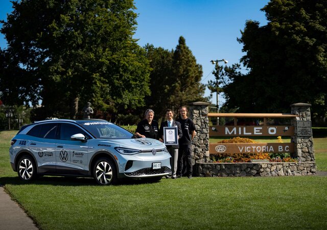 ▲ '폭스바겐 ID.4 캐나다 투어' 차량에 한국타이어 아이온 제품이 장착됐다. ⓒ한국타이어