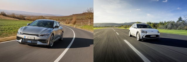 ▲ 기아 EV6 GT와 제네시스 GV60 이 독일 자동차 매거진이 실시한 전기차 비교평가에서 각각 1, 2위를 차지했다 ⓒ현대자동차그룹