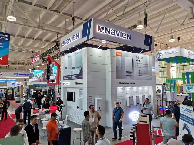 ▲ 우즈베키스탄에서 개최되는 '아쿠아썸 타슈켄트 2023' 경동나비엔 부스.ⓒ경동나비엔