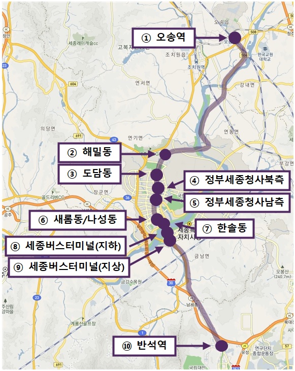 ▲ 자율운행 노선도.ⓒ충북도