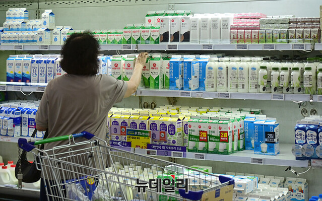 늘어난 이자부담과 높아진 물가에 경제주체들의 여유자금이 감소한 것으로 나타났다. 사진은 서울 대형마트에서 우유를 고르는 모습ⓒ뉴데일리DB