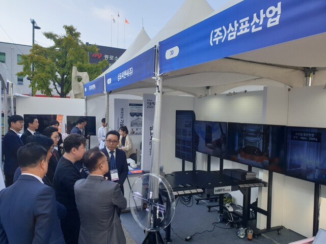 ▲ ‘현대건설 기술 엑스포 2023’에 마련된 삼표그룹의 부스.ⓒ삼표그룹