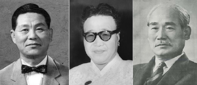 ▲ 건국내각 화제의 인물. 농림부장관 조봉암, 상공부 여성장관 임영신, 사회부장관 전진한.(왼쪽부터).
