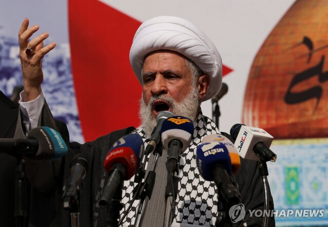 ▲ 헤즈볼라 2인자 셰이크 나임 카셈. ⓒ연합뉴스