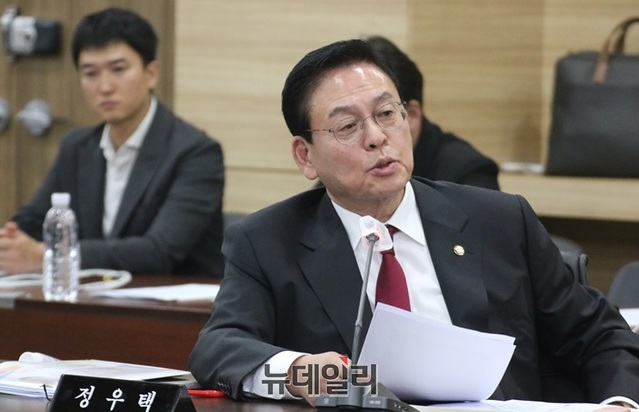 ▲ 정우택 의원(국회 부의장)이 23일 국회 행안위의 충남경찰청 국정감사에서 질의를 하고 있다.ⓒ이길표 기자