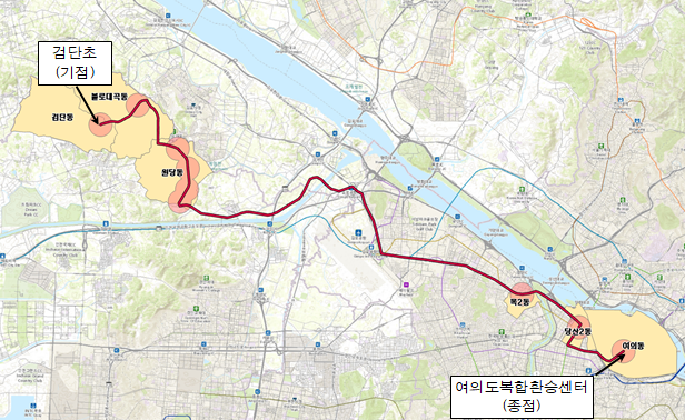 ▲ 검단초~여의도환승센터 노선도.ⓒ국토교통부