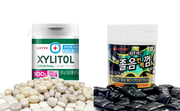 ▲ 롯데웰푸드 '자일리톨껌'과 '졸음번쩍껌'ⓒ롯데웰푸드
