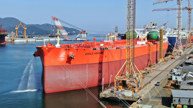 ▲ 이중연료추진 초대형 원유운반선(VLCC). ⓒ한화오션