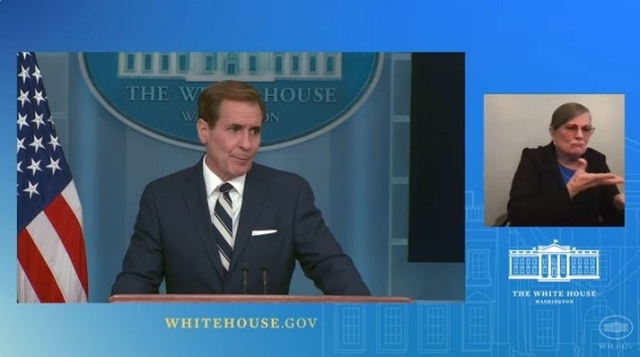 ▲ 존 커비 미국 백악관 국가안보회의(NSC) 전략소통조정관은 30일(현지시간) 백악관 정례브리핑에서 인도주의적 휴전을 요구한 유엔 결의안이 채택된 것과 관련해 