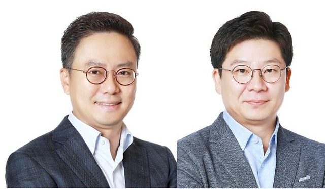 ▲ 왼쪽부터 홍정국 BGF 대표이사 부회장 겸 BGF리테일 부회장, 민승배 BGF리테일 대표이사.ⓒBGF