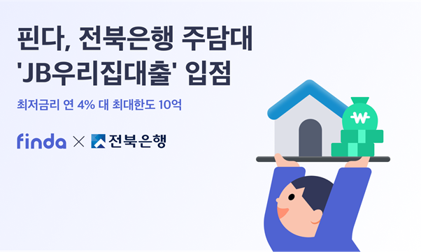 ▲ JB금융그룹 전북은행이 대출비교 플랫폼 '핀다'와 손잡고 주택담보대출 상품 판매를 시작했다. ⓒ전북은행