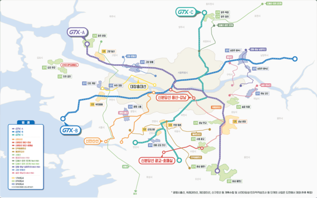 ▲ 수도권 주요 철도망 노선도.ⓒ국토교통부