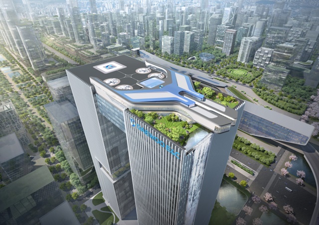 ▲ 대우건설이 설계한 '도심형 고층빌딩 버티포트' 투시도. ⓒ대우건설