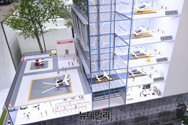 ▲ 일산 킨텍스 ‘2023 한국국제승강기엑스포’ 현대엘리베이터 부스에 전시된 ‘H-Port’ 모형. ⓒ서성진 기자