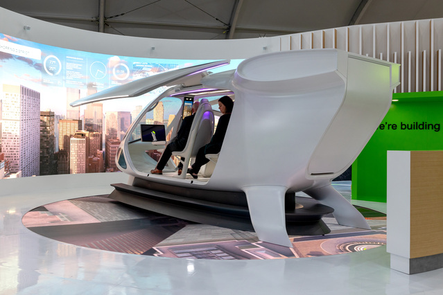 ▲ 슈퍼널이 지난달 ADEX 2023에서 공개한 UAM 인테리어 콘셉트 모델. ⓒ현대차그룹