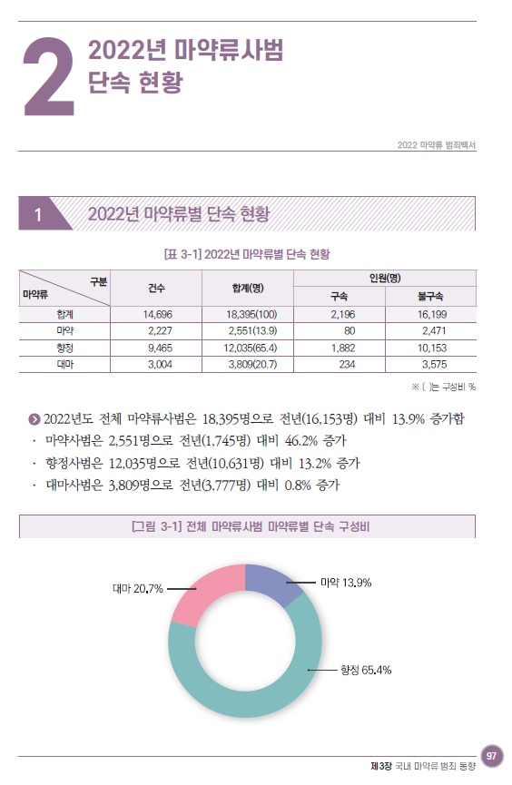 ▲ 2022 마약류 범죄백서 중 일부 내용 발췌. ⓒ대검찰청