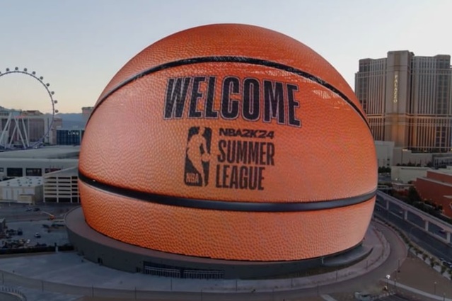 ▲ '스피어'에 뜬 NBA 여름 리그 광고. ⓒSphere Entertainment