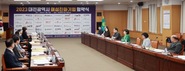 ▲ 대전시가 지난 17일여성 친화 기업 ㈜리얼커머스 등 12곳을 선정하고 현판을 수여했다ⓒ대전시