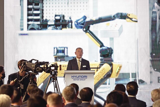 ▲ 정의선 현대차그룹 회장이 환영사를 하는 모습. ⓒ현대차그룹