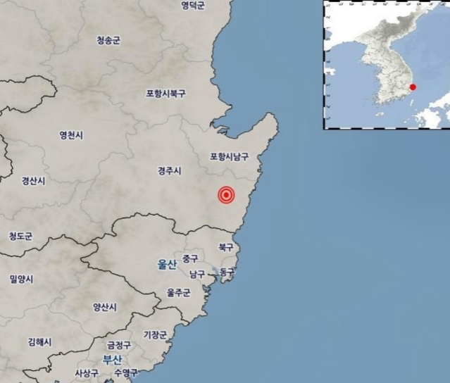 ▲ 30일 오전 4시 55분쯤 경북 경주시 동남동쪽 19km 지점에서 규모 4.0의 지진이 발생했다고 기상청이 밝혔다. ⓒ기상청 제공