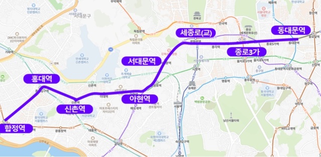 서울시가 4일 운행을 시작하는 자율주행버스의 동선은 합정역~동대문역(9.8km) 구간이다. ⓒ서울시 제공