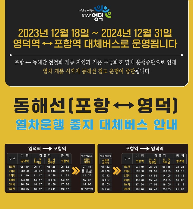 ▲ 영덕군 대체버스 안내 포스터.ⓒ영덕군