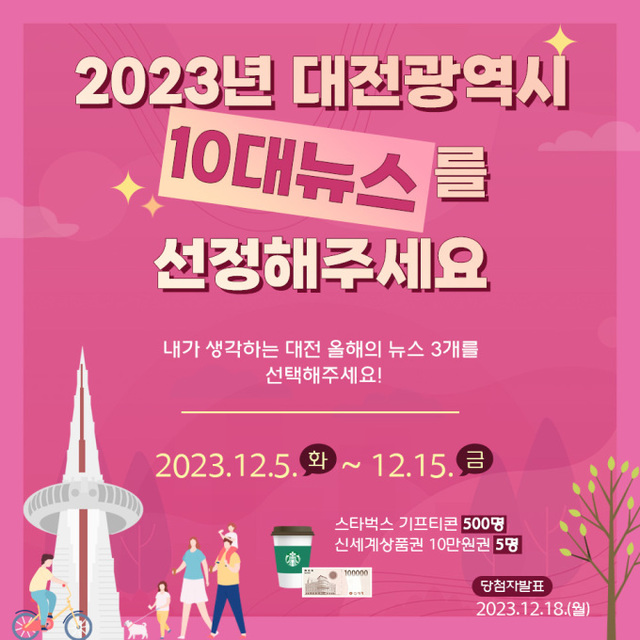 ▲ 대전시는 오는 15일까지 ‘2023년 대전시정 10대 뉴스' 선정을 위한 온라인 투표를 진행한다.ⓒ대전시