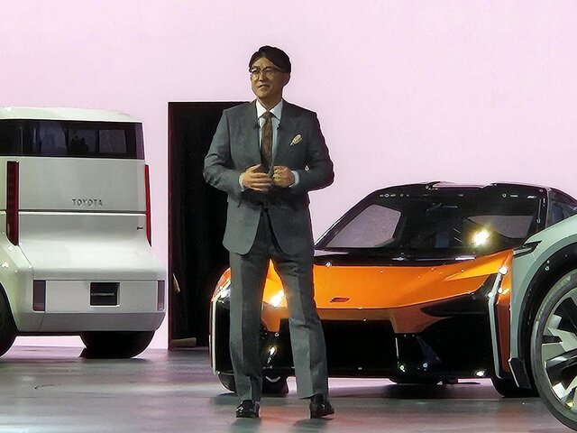 ▲ 올해 2023 재팬 모빌리티쇼에서 사토 고지 토요타 사장이 발언하는 모습. ⓒ연합뉴스