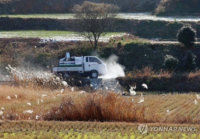 ▲ 고병원성 AI 확진 농장 주변 방역 ⓒ연합뉴스