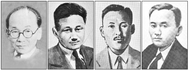 ▲ 1949년 국회프락치사건의 주요인물, 김약수, 노일환, 이문원, 박윤원 국회의원들(왼쪽부터).