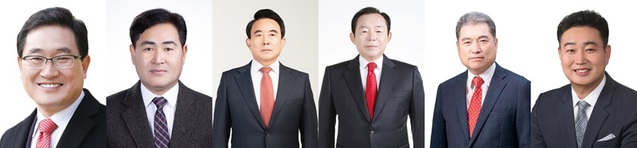 ▲ 예비후보 등록 원쪽부터 순김장수(57) 전 윤석열 국민캠프 정책총괄팀장, 김흥규(54) 전 국회의원 선거 후보자, 박성규(72) 전 제1야전군사령부 사령관, 이인제(75) 전 6대 국회의원, 조제환(47) 전 강동대 겸임교수, 무소속 이창원 전 19대 국회의원 선거 후보.ⓒ중앙선관위 홈피 캡처